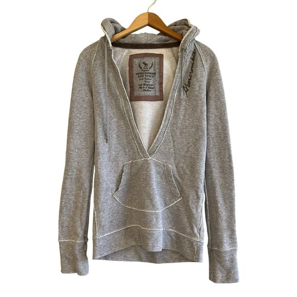 Vintage Y2K Abercrombie Fitch Womens Sweatshirt Hoodie Size M Embroidered V-Neck - Picture 2 of 13